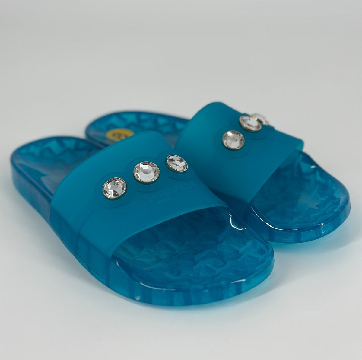 KARL LAGERFELD コンド モノグラム スリッポン スライド Karl Lagerfeld Flat (Under 1 in) Slide Sandals for Women for