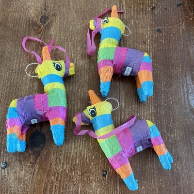 3 Pack Small Donkey Pinatas for Kids Birthday Party, Cinco De Mayo Fiesta 7.5” - Image 1 of 4