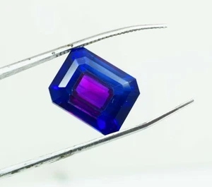 Natural Bi- color sapphire 15.10CTs Emerald cut Pitambari loose Sapphire Gems - Picture 1 of 14