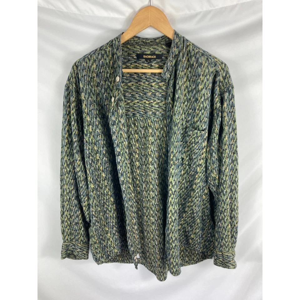 Bachrach Mens Patterned Button Down Shirt Size Large - Image 1 of 3