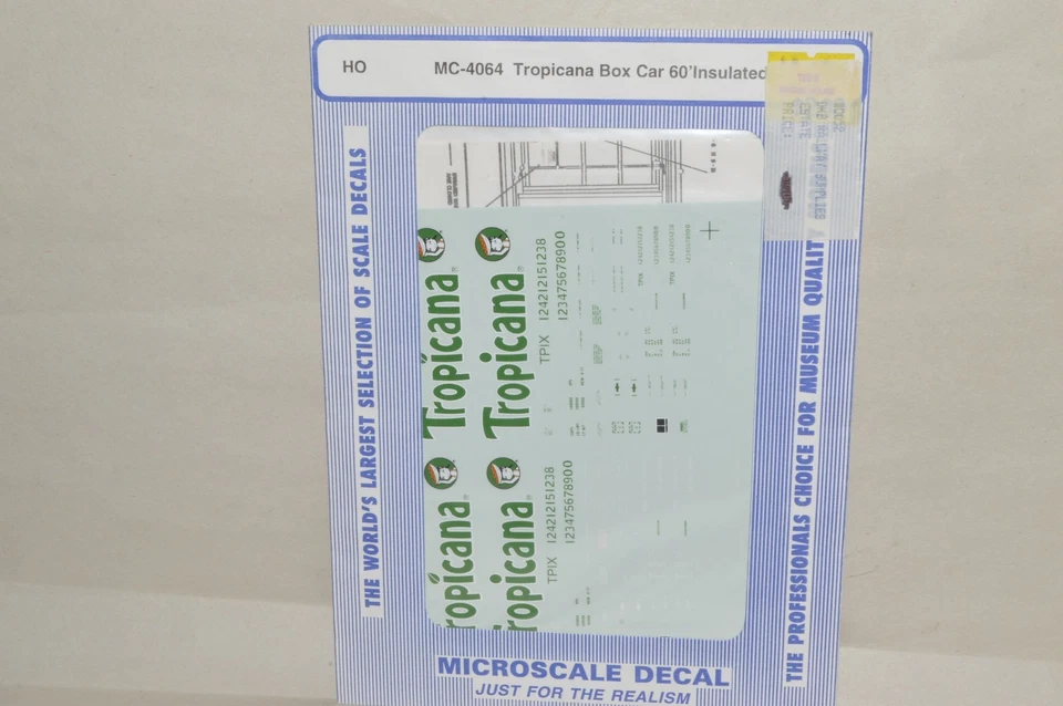 HO scale decals Microscale MC-4064 Tropicana Orange Juice 60' insulated box car - Image 1 of 1