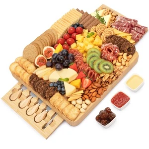 Charcuterie Board Set - FamRica Cheese Board with 2 Drawers Bamboo Cheese Tray - Picture 1 of 8