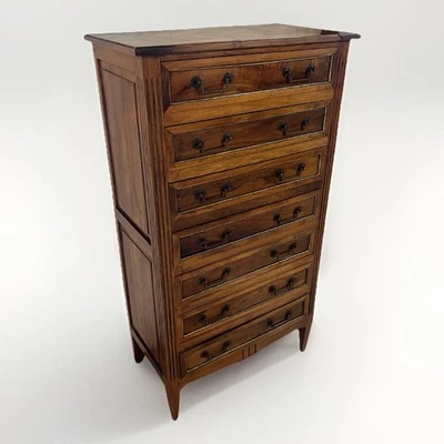 ANTIGUA CÓMODA FRANCESA ESTILO LOUIS XVI NOGAL ALTA SEMAINIER 55" H Foto 1 de 4