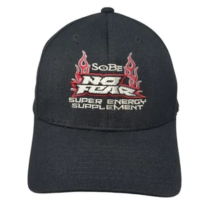 Vintage Sobe No Fear Super Energy Supplement Flexfit Hat Black Size L/XL Flames - Picture 1 of 9