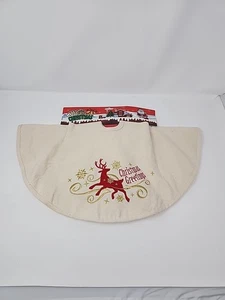 Tabletop Christmas Tree Skirt 22" Reindeer - Picture 1 of 5