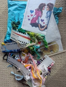 Cross Stitch Lot – Assorted Patterns, Threads, and Skeins Bundle Mixed Designs - Picture 1 of 1