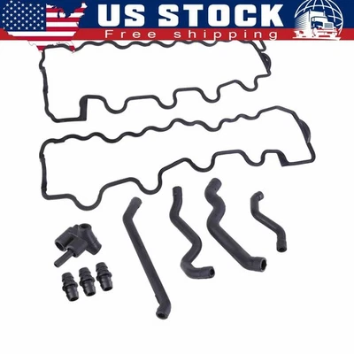 Kit de manguera de respirador y junta de cubierta de válvula para cárter de motor Benz C55 CLK500 Foto 1 de 4