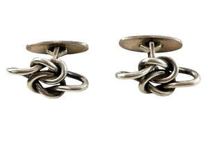 Vintage Dänemark signiert RS Randers Sterlingsilber Modernist Knoten Manschettenknöpfe - Bild 1 von 3