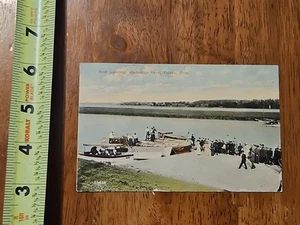 RARE OLD VINTAGE POSTCARD BOAT LANDING WALBRIDGE PARK TOLEDO OHIO 1914 - Picture 1 of 2