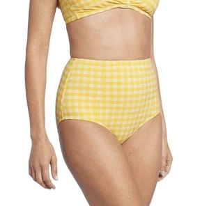 Kona Sol Bikinihose XL 16 hohe Abdeckung & Taille gelb kariert Strand Schwimmen Neu mit Etikett - Bild 1 von 6