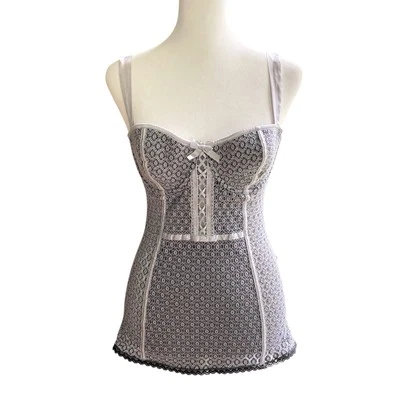 Y2K Victoria's Secret Bustier Top Lace Up Size 34D Eyelet Floral Coquette Sexy - Image 1 of 4