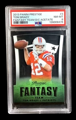 2013 Panini Prestige #3 Tom Brady; Fantasy Team SSP acetato transparente PSA 8 Foto 1 de 2