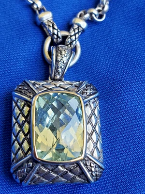 Collar Vahan Design Prasiolita Plata de Ley Oro 14K Diamantes 18 pulgadas 23 gr. Foto 1 de 4