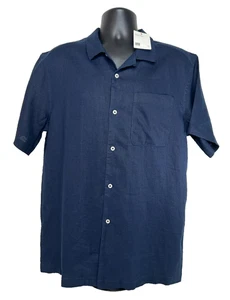 Camisa Quince 100 % europea de lino manga corta azul marino talla grande para hombre nueva con etiquetas verano - Imagen 1 de 8