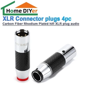 Carbon Fiber Rhodium Plated XLR Connector plugs 4pc hifi XLR plug audio - Picture 1 of 12