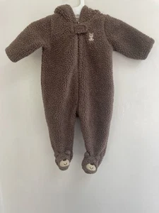 Carter's Baby Boys Cute Brown Bear Footsies Sherpa Hooded Zip-Up Bunting Suit 3M - Picture 1 of 8