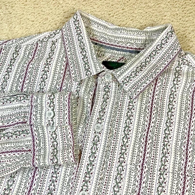 Camisa abotonada de algodón geométrico bordada manga larga mediana PRANA para hombre Foto 1 de 4