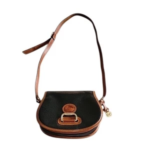 Dooney Bourke Allwetter Leder Handtasche Umhängetasche blau schwarz braun Logo Reißverschluss USA - Bild 1 von 4