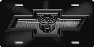 Chevrolet ART Bow-tie Transformers Autobot Aluminum License Plate Dark & Dark - Foto 1 di 3