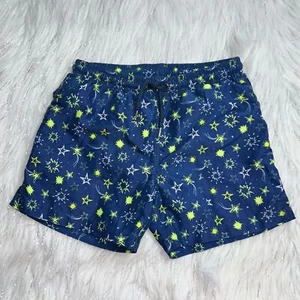 Sunuva Boys Navy Blue Neon Stars Print Swim Shorts size 7-8 - Picture 1 of 11