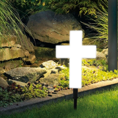Solar Power LED Cross Light Eternal Memorial Lamp Garden Cemetery Grave Religion - Image 1 of 4