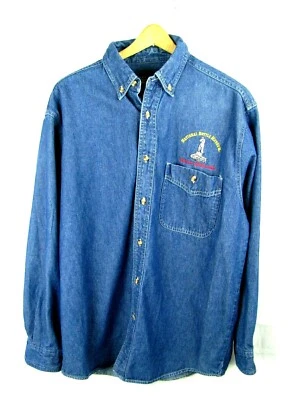 National Bottle Museum Long Sleeve Denim Shirt Size M - Museum Glassworks- Rare - Image 1 of 4