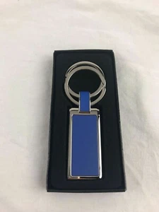Chrome Rectangle Key Fob Keychain Lot of 2- 1 Blue and 1 Red - Picture 1 of 2