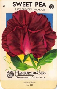 Paquete de semillas vintage: guisante dulce, Lagomarsino & Sons, Sacramento, años 40 - Imagen 1 de 2
