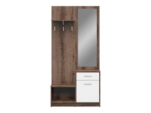 Hallway Storage Cabinet Coat Hooks Shoe Unit Freestanding Oak Effect - Picture 1 of 2