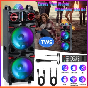 Altavoz Bluetooth 9000W Doble 10" Subwoofer Recargable con LED DJ FM Fiesta Karaoke - Imagen 1 de 16