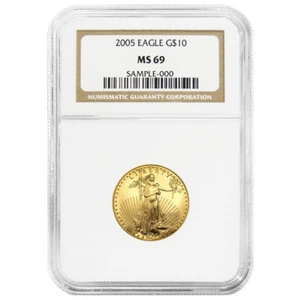 2005 $10 American Gold Eagle 1/4 oz NGC MS69 Brown Label - Picture 1 of 2