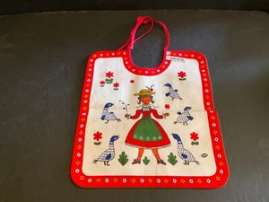KOLF Vintage Linen Folk Art Child's/Baby Bib Reversible Austria - Picture 1 of 5
