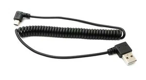 USB 2.0 Cable 100 CM Type A Plug To Mini B Plug Spiral Angle IN Black - Zdjęcie 1 z 4