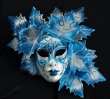 Masque de Venise Visage Magnolia feuilles bleu et argentées - Décoration - 628