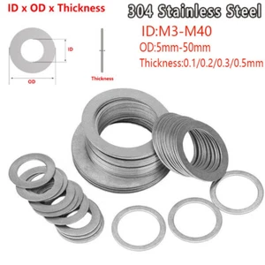 Stainless Steel Ultra Thin Flat Washer Ultrathin Shim Gasket Thickness 0.1-0.5mm - Picture 1 of 8