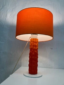 70er Jahre Tischlampe in orange mit Glasfuß Space Age Design - Bild 1 von 9