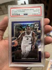 2017 Panini Donruss Optic Kawhi Leonard #134 Purple Prizm PSA 10 Gem Mint - Picture 1 of 2