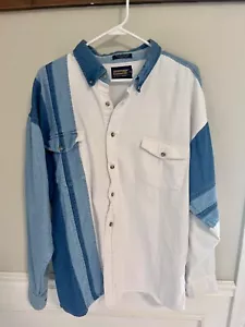 Vintage Panhandle Slim Men’s Size XL Western Denim Button Down Shirt Denim White - Picture 1 of 8