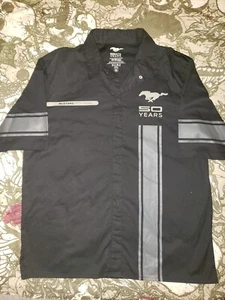 JH Design Ford Mustang 50 Years Short Sleeve Snap Buttons Black Silver Shirt XL - Picture 1 of 8