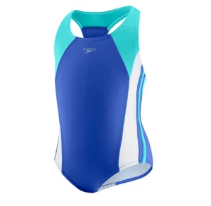 Speedo Girls' Infinity Splice One Piece Swimsuit, Blue/Green, Size 10 5297 - Picture 1 of 2