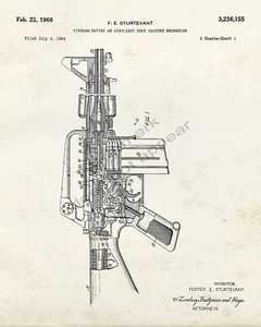 AR-15 Semi-Automatic Assault Rifle Gun Patent Print - Retro Look - Picture 1 of 7