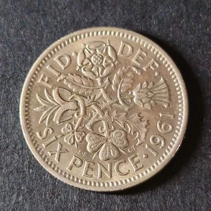 1961 Great Britain UKn six pence - KM# 903 - COMBINE to save - W-180 - Picture 1 of 5