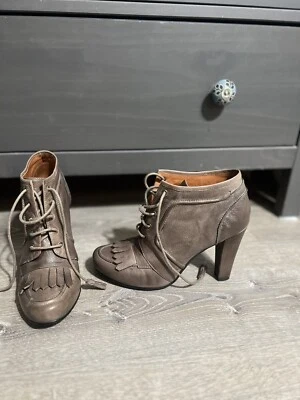 Lola Cruz Ankle Boots Brown Pebble Leather Boots US 8.5 Spain 39 — 第 1/4 张图片