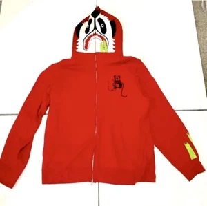 BAPE A BATHING APE MENS 2XL RED PANDA SHARK HOODED JACKET - Picture 1 of 11