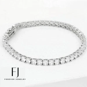Women's 7" Silver Stainless Steel,Cubic Zirconia Stone Link Bracelet + Box - Picture 1 of 4