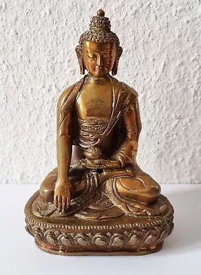 Sehr Schöner Buddha Im Bhumisparsha Mudra In Messing/Bronze - Aus Nepal - Patina • 89.90€