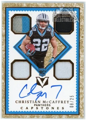 Christian McCaffrey 2017 Panini Vertex Rookie Capstone Patch Auto Granite 08/25 - Image 1 of 2
