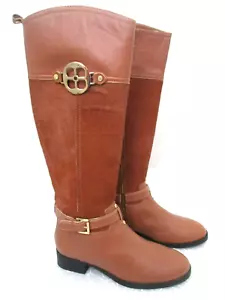 IMAN TAN LEATHER & CALF HAIR RIDING BOOTS SIZE 7-1/2M - NEW - Picture 1 of 8
