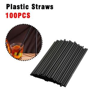 Drinking Straws 230*8mm Plastic Black 100 500 1000Pcs> O1G5