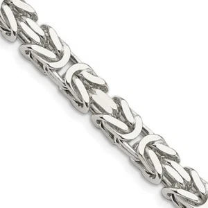 925 Sterling Silver 7mm Byzantine 9" Chain Necklace for Womens Mens 53.30 gram - Picture 1 of 3